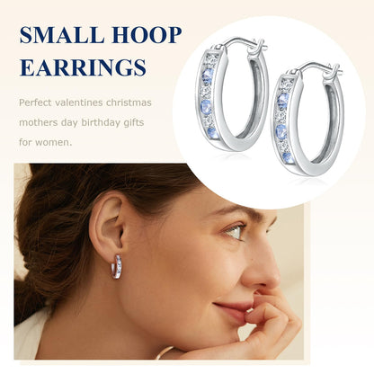 Channel Set Small Huggie Hoop Earrings Sterling Silver or 14K Gold Color,Lightweight Hypoallergenic CZ Diamond Chunky Hoop Earrings for Women