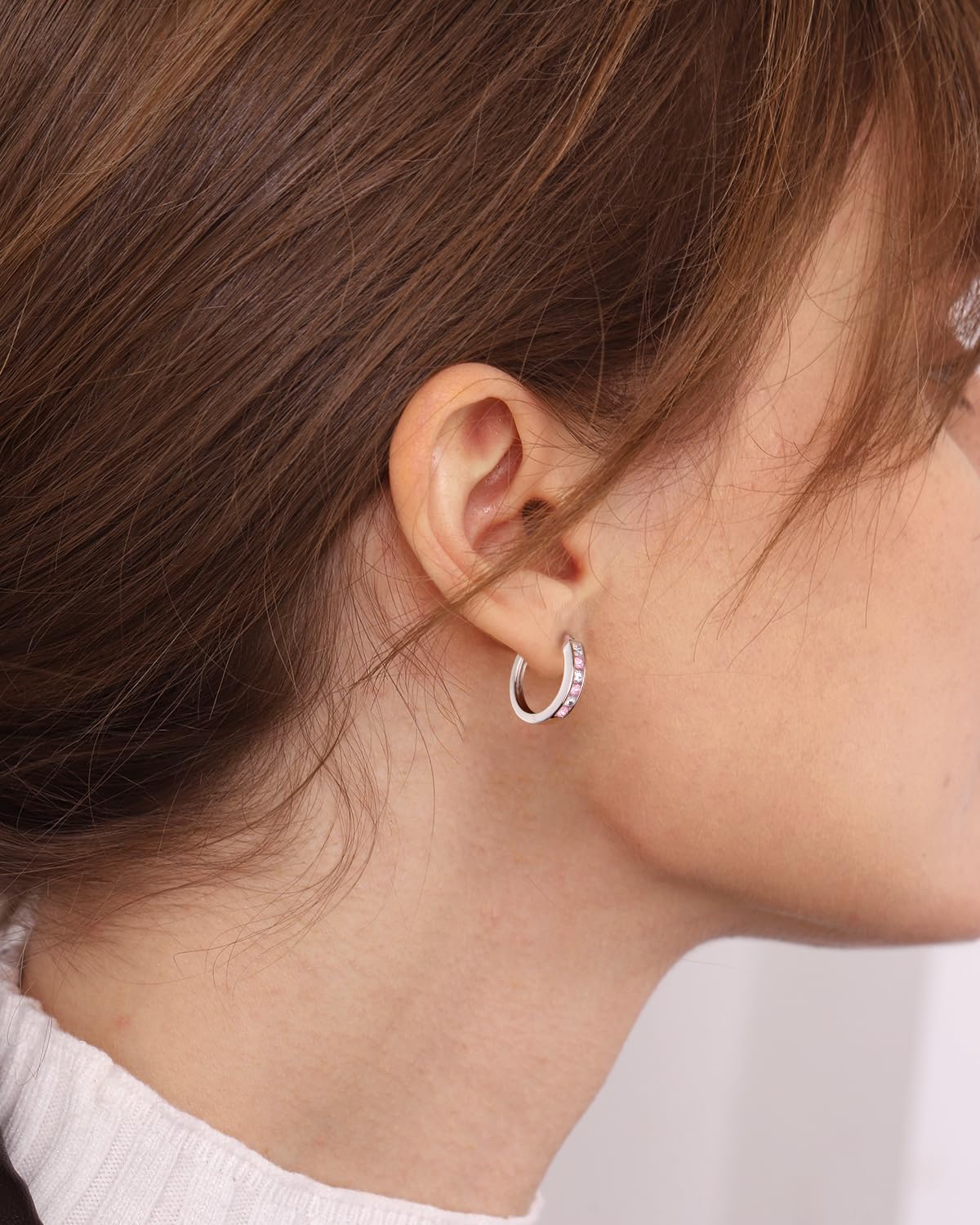 14K Gold Plated/925 Sterling Silver Birthstone Hoop Earrings for Women | 18mm Created Gemstone Hoops,Hypoallergenic and Lightweight,Birthday Mother's Day Jewelry(with Gift Box)