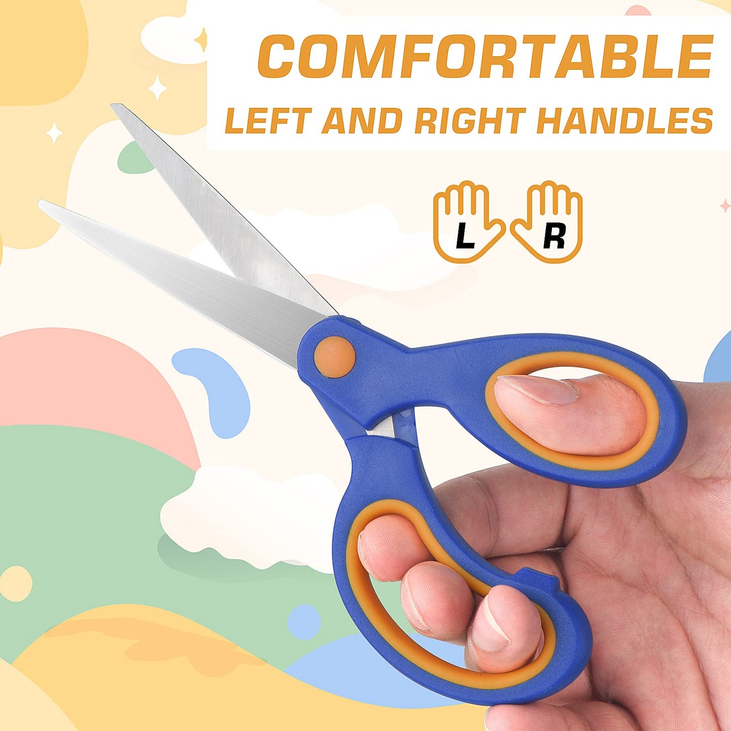 ELECKEY Scissors for School Kids Student, Kids Scissors 36 Count Bulk Set Teacher Pack(Rounded-tip, Blunt), 5 Inch | for Classroom, Teacher Pack, Rounded-tip, Blunt