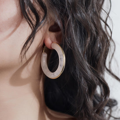 Chunky Gold Resin Hoop Earrings Leverback Statement Huggie Hoops Dangle Drop Dressy Earring Prom Festival Vacation Jewelry for Women