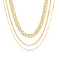 3PCS Gold Necklaces for Women,Chunky Statement Gold Plated Necklace Stack Layered Sterling Silver Herringbone Chains for Women Dainty Trendy Silver Chains Stacked Jewelry Gifts