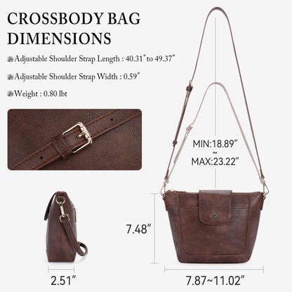 Crossbody Purses for Women Vegan Leather Small Crossbody Bags with Adjustable Strap Lightweight Travel Shoulder Bag