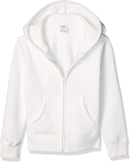 Amazon Essentials Girls and Toddlers' Fleece Zip-Up Hooded Sweatshirt with Lined Hood and Rib Knit Detail