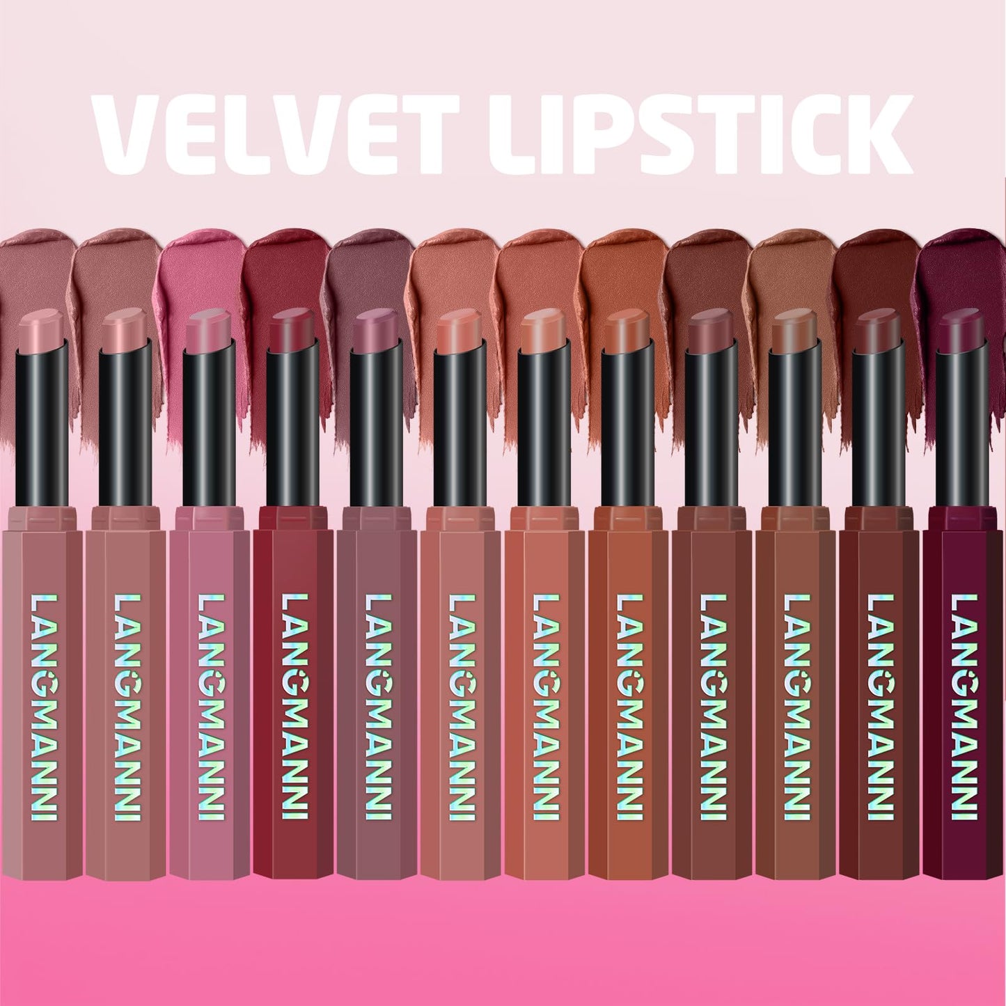 12Pcs Velvet Matte Lipstick Set, Nude to Dark Shades, Long-Lasting,Color A | Highly pigmented matte color, smooth creamy glide, waterproof wear, nude-to-dark tones, ideal for daily makeup or gifting