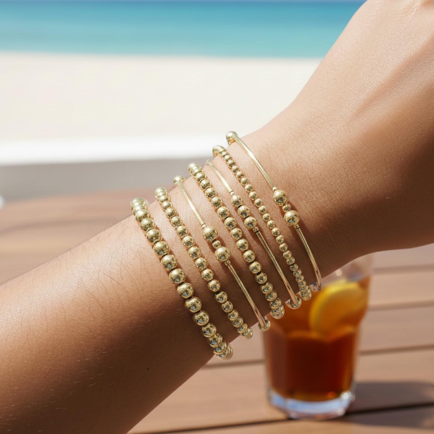 14K Gold Plated Pearl Beaded Cross Bracelets Stack Set for Women,Stretch Boho Colorful Christian Beads Ball Jewelry Friendship Summer Trendy Gift