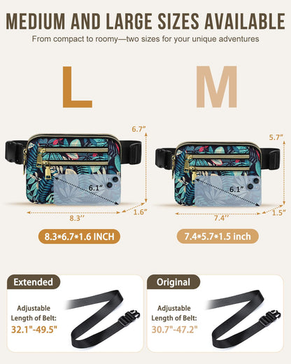 Capolo Fanny Packs for Women Fashion Waist Packs Bag with Adjustable Strap and 4 Zipper Pockets Waterproof Everywhere Crossbody Belt Bag for Workout Running Travelling(Black)