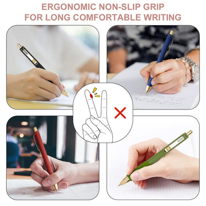 Linbsunne Ballpoint Pens Black Medium Point 1mm with Super Soft Grip Ball Point Pen for Men Women Retractable(style2, 12 pcs)