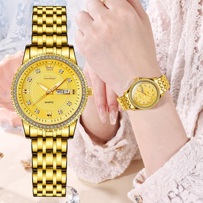 OLEVS Watches Women with Date Silver Stainless Steel Luxury Ladies Watches with Small Writs Diamond Watches for Women Waterproof Elegant Dress Quartz Analog Women's Wrist Watches Reloj de Mujer