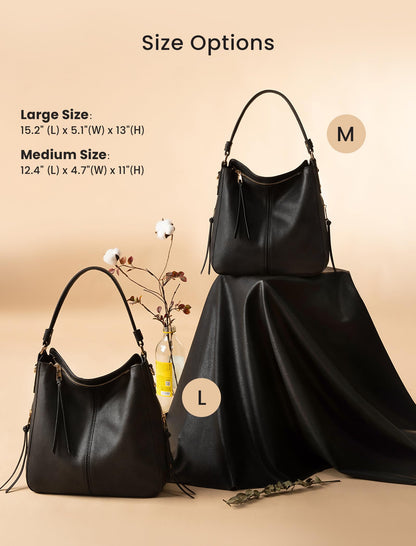 Realer Hobo Crossbody Bags for Women Designer Faux Leather Hobo Handbags Retro Large Size Shoulder Bag Bucket Purse