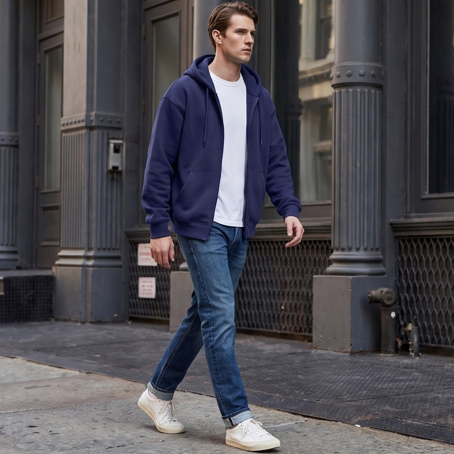 Full Zip Hoodies for Men Big And Tall Oversized Hooded Fleece Sweatshirt | Knit Open Front Cardigan, Zipper Jackets, Oversize, Streetwear, Basic Fit, Lightweight, Warm, Big and Tall, Hooded Sweatshirt