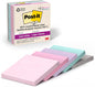 Post-it 100% Recycled Super Sticky Notes, 3 x 3 in, Pastels, 5 Pads | School Supplies and Office Products, 2X the Sticking Power