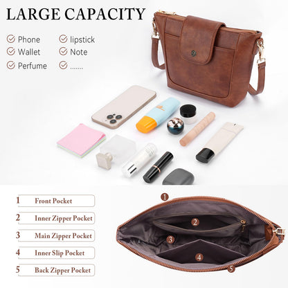 Crossbody Purses for Women Vegan Leather Small Crossbody Bags with Adjustable Strap Lightweight Travel Shoulder Bag