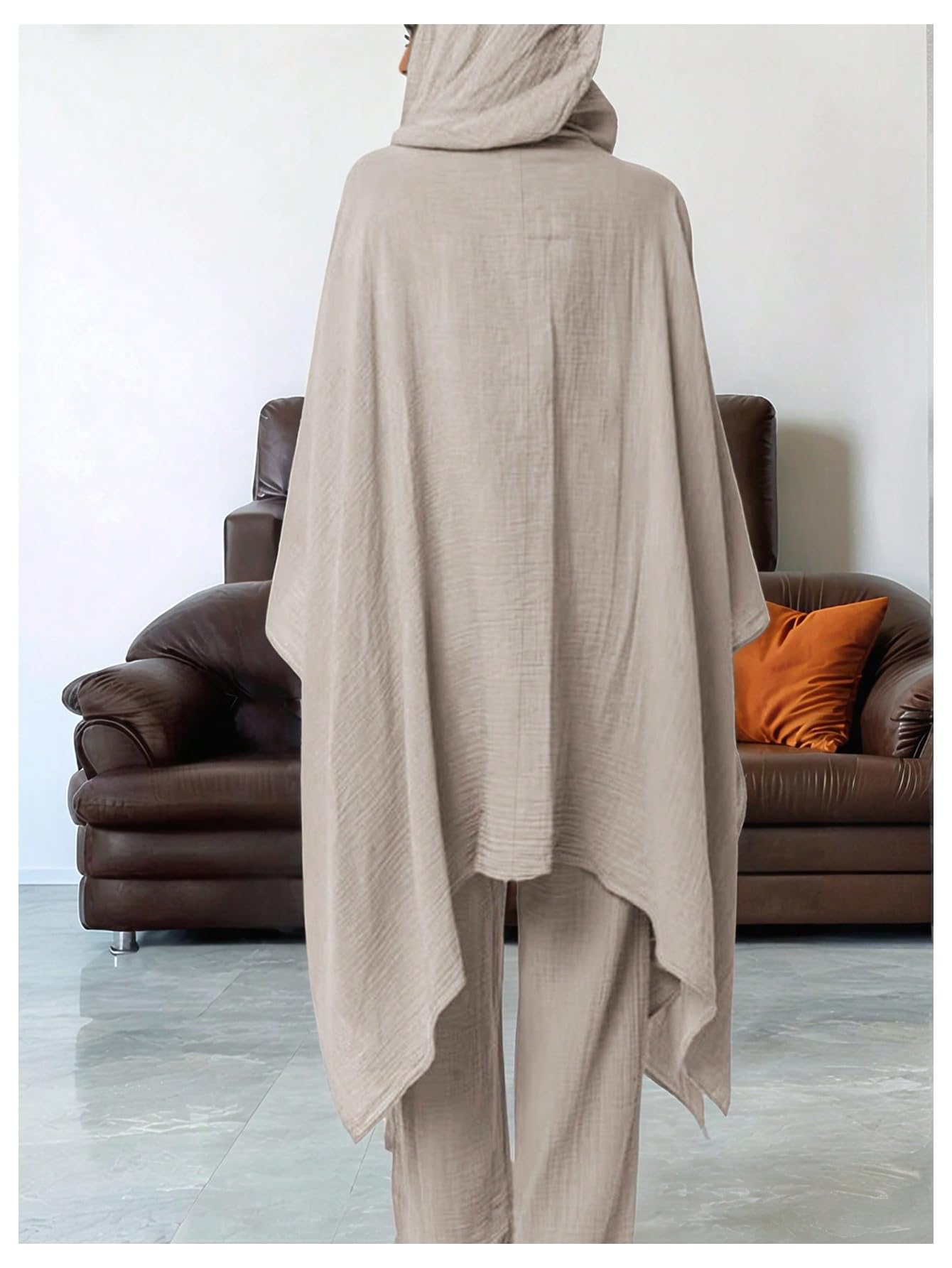 SOLY HUX Women's 2 Piece Linen Sets Hooded Kimono Cardigan High Waist Pants | Boho, Wide Leg, Elastic Waisted, Casual, Flowy, 2 Piece Outfits