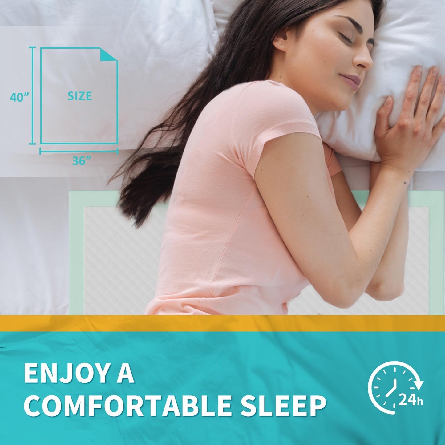 MILDPLUS Disposable Bed Pads 40"X40" 50pcs Extra Large Pee Pads for Incontinence 140 Gram Heavy Duty Super Absorbent Underpads Waterproof Chucks Pads for Adults, Elderly or Pets [100x100CM]