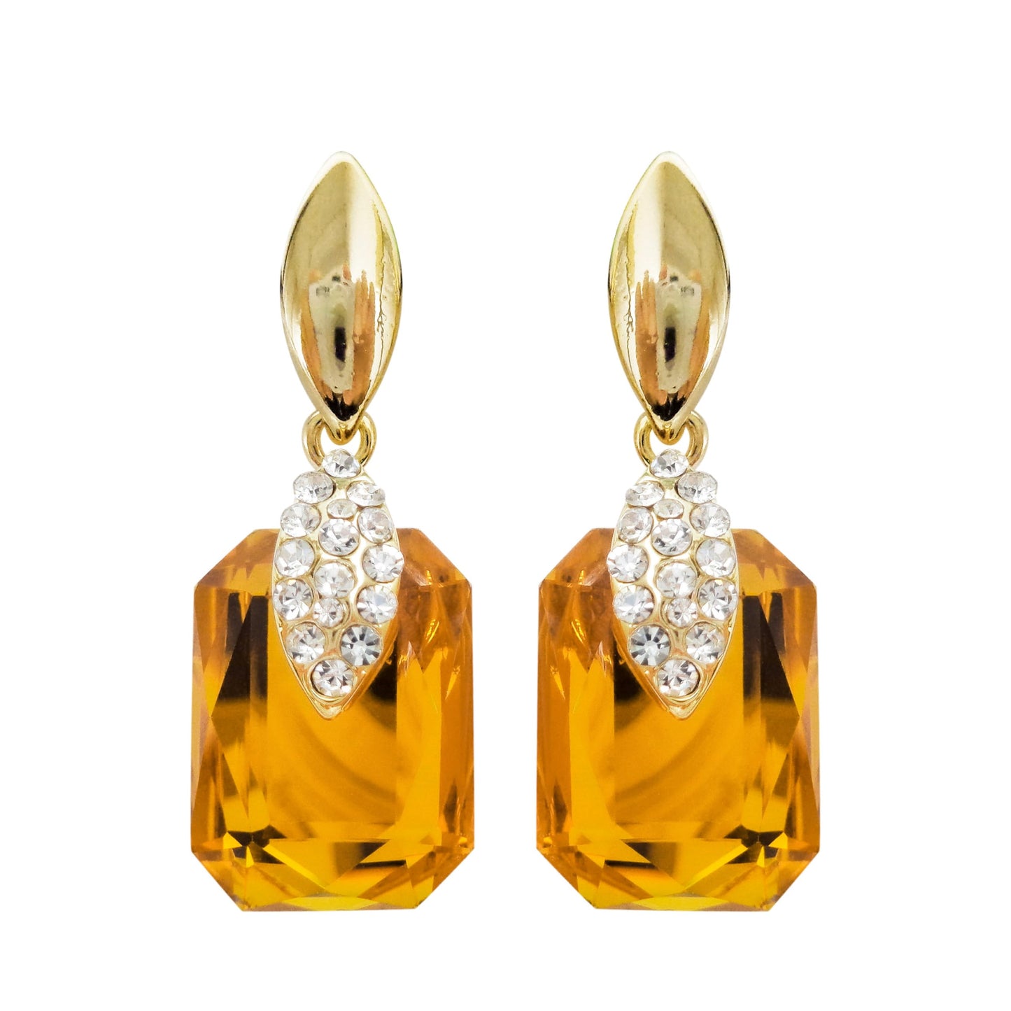 Navachi 18k Gold Plated Crystal Multicolor Square Shape Zircon Dangle Earrings And Neckalce Pendant Az4020-1 Jewelry set