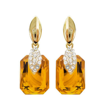 Navachi 18k Gold Plated Crystal Multicolor Square Shape Zircon Dangle Earrings And Neckalce Pendant Az4020-1 Jewelry set