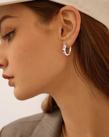 14K Gold Plated/925 Sterling Silver Birthstone Hoop Earrings for Women | 18mm Created Gemstone Hoops,Hypoallergenic and Lightweight,Birthday Mother's Day Jewelry(with Gift Box)