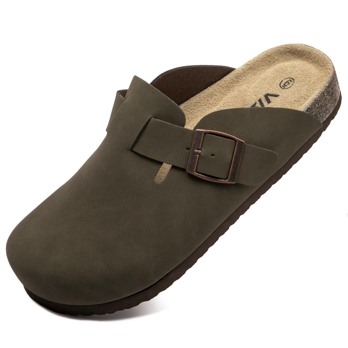 Women Suede Clogs Casual Slip On Potato Mule Slippers | Soft Suede Upper, Arch-Support Cork Insole, Adjustable Buckle, Anti-Slip Sole