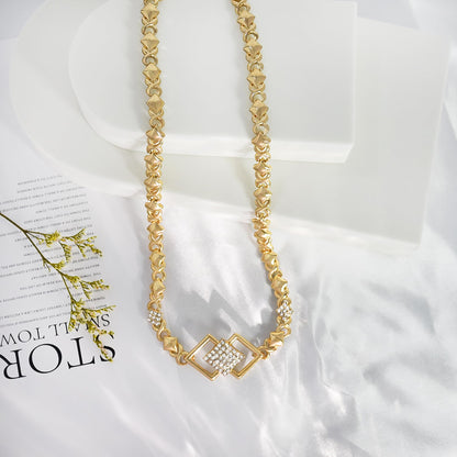 SYHOL Gold Jewelry Sets for Women 18K Gold/Silver Filled Jewelry Necklace Set Wedding Bridal Fashion Jewelry Sets Women Accessories Bracelets Earrings and Rings Sweetheart Gifts