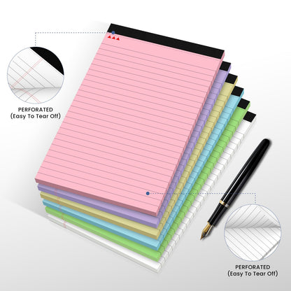 12 Pack Notepads 5x8, Small Legal Pads Narrow College Ruled, 30 Sheets/Pack, Perforated Notebook - White Note Pads for School, Memo, Note Taking, Teacher & Office Supplies, Writing Pads of Paper