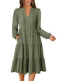 ANRABESS Womens V Neck Long Sleeve Midi Dress | Swing Flowy Tiered with Pockets, Soft Fabric, Boho Beach Vacation Dresses, Loose Fit Casual, Fall Winter Transition Clothes
