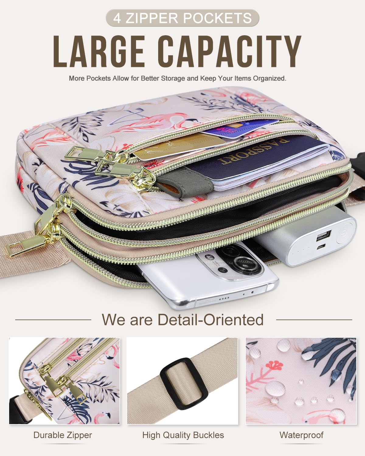 Capolo Fanny Packs for Women Fashion Waist Packs Bag with Adjustable Strap and 4 Zipper Pockets Waterproof Everywhere Crossbody Belt Bag for Workout Running Travelling(Black)