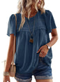 Falechay Womens Summer Tops Crewneck Short Sleeve Shirts Casual Chiffon Blouses Flowy Lace Hem Boho Clothing Trendy 2026