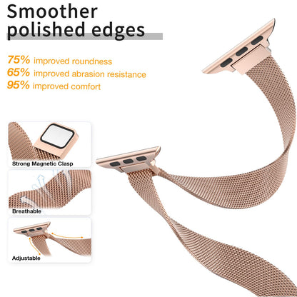 MARGE PLUS Slim Milanese Loop Compatible with Apple Watch Band for women 41mm 40mm 38mm 42mm 46mm 45mm 44mm, Stainless Steel Magnetic Mesh Strap work on iWatch Series 11 10 9 8 7 6 5 4 3 & SE 3 2 1