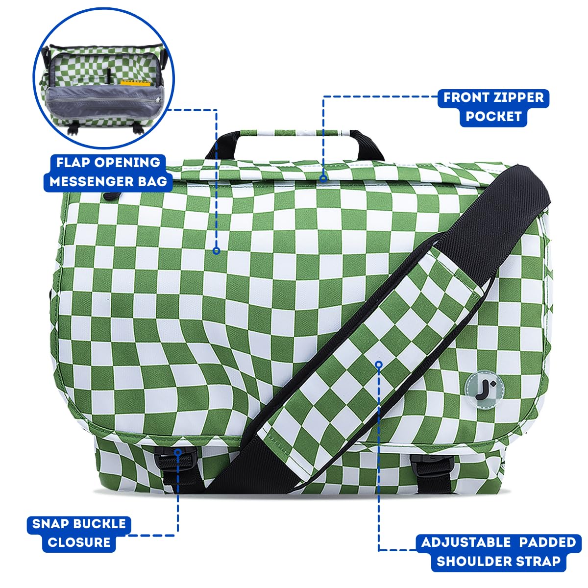 J World New York Thomas Laptop Messenger Bag for Women & Men. Kids Computer Bookbag