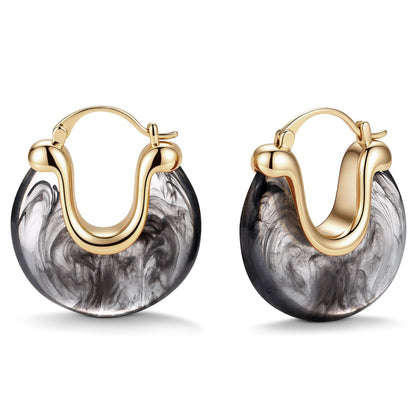 Chunky Gold Resin Hoop Earrings Leverback Statement Huggie Hoops Dangle Drop Dressy Earring Prom Festival Vacation Jewelry for Women