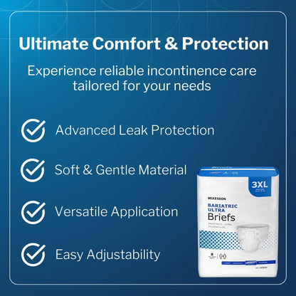 McKesson Ultra Briefs, [32 Count], 3XL, Up to 95 in. Incontinence Adult Diapers with Tabs, Heavy Absorbency, Unisex, Disposable, Elastic Leg Gathers and Contoured Fit for Men and Women