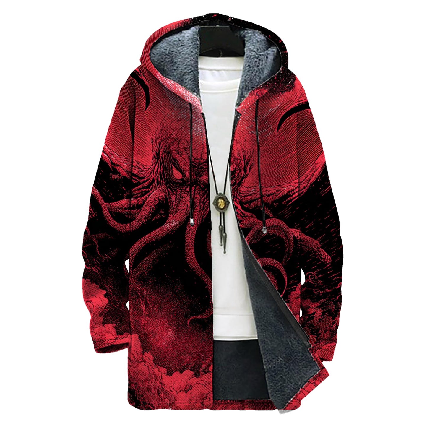 domirica Mens Hooded Cardigan Japanese Art Zip Up Long Sleeve Sweater Hoodie Dragon Print Coat with Pockets