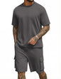 COOFANDY Men's Shirt and Shorts Set 2 Piece Fashion Summer Tracksuits Cotton Oversized T-Shirts Cargo Shorts Outfits