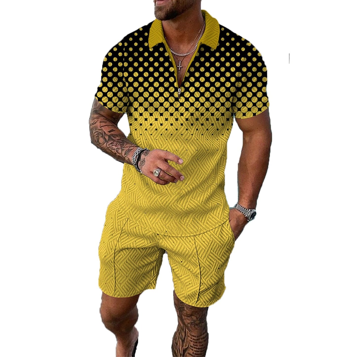 Mens Short Sets 2 Piece Outfits Polo Shirt Fashion Summer Tracksuits Casual Set Short Sleeve and Shorts Set for Men