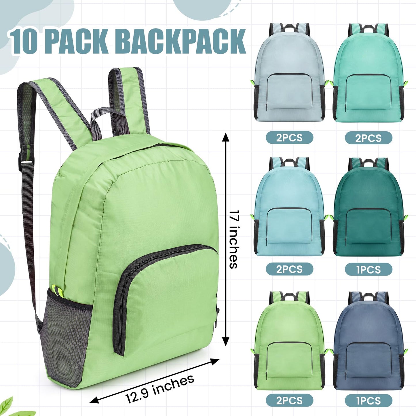 Jexine 10 Pcs Backpacks in Bulk 16.5 Inches Back Pack Basic Backpack for Adult Lightweight Outdoor Travel Book Bags(Sunny Pastel)