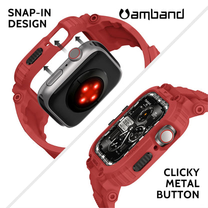 amBand Bands Compatible with Apple Watch 9/8/7 45mm, M1 Sport Series Rugged Case Protective Cover for iWatch 6/SE (3/2/1)/5/4/3 44mm Men Green