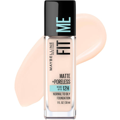 Maybelline Fit Me Matte + Poreless Liquid Oil-Free Foundation Makeup, Mocha, 1 Count (Packaging May Vary)