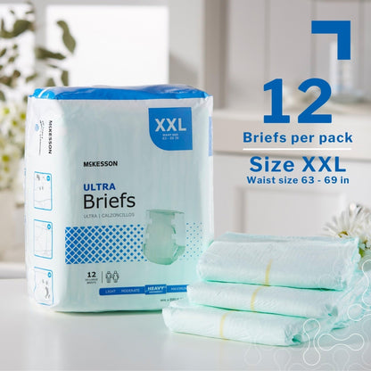McKesson Ultra Briefs, [32 Count], 3XL, Up to 95 in. Incontinence Adult Diapers with Tabs, Heavy Absorbency, Unisex, Disposable, Elastic Leg Gathers and Contoured Fit for Men and Women