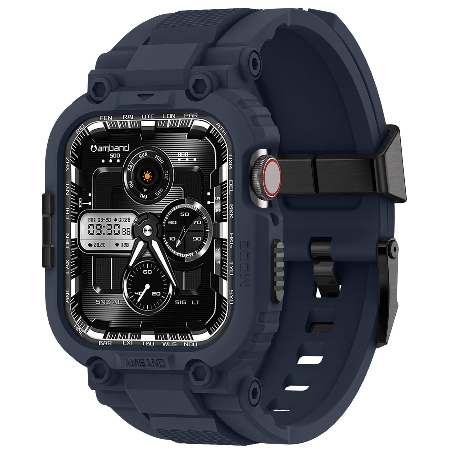 amBand Bands Compatible with Apple Watch 9/8/7 45mm, M1 Sport Series Rugged Case Protective Cover for iWatch 6/SE (3/2/1)/5/4/3 44mm Men Green