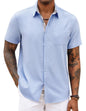 COOFANDY Men's Button Down Shirts Short Sleeve Casual Summer Beach Vacation Wedding Shirt with Pocket