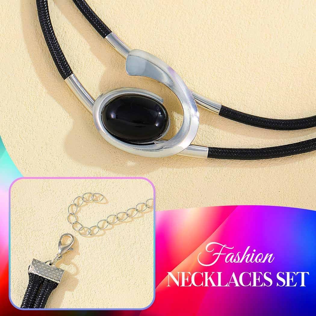 CLOACE Gold Necklace Set Boho Double-Layer Pendant Necklace Bracelet Sets Vintage Fashion Jewelry for Women