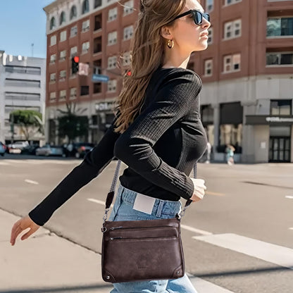 Crossbody Bags for Women Rfid Travel Crossbody Purses Leather Handbags Medium Shoulder bag with Adjustable Strap