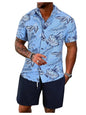 GORGLITTER Men's Vacation Beach Cruise Summer Outfits 2 Piece Shorts Set Hawaiian Button Down Shirt and Shorts