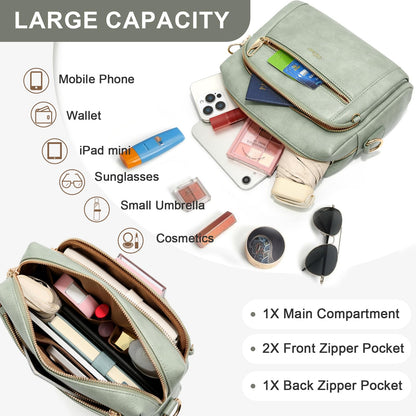 Small Leather Crossbody Bags for Women Anti theft Purses and Handbag Shoulder Hangbag with Wide Strap Tassel