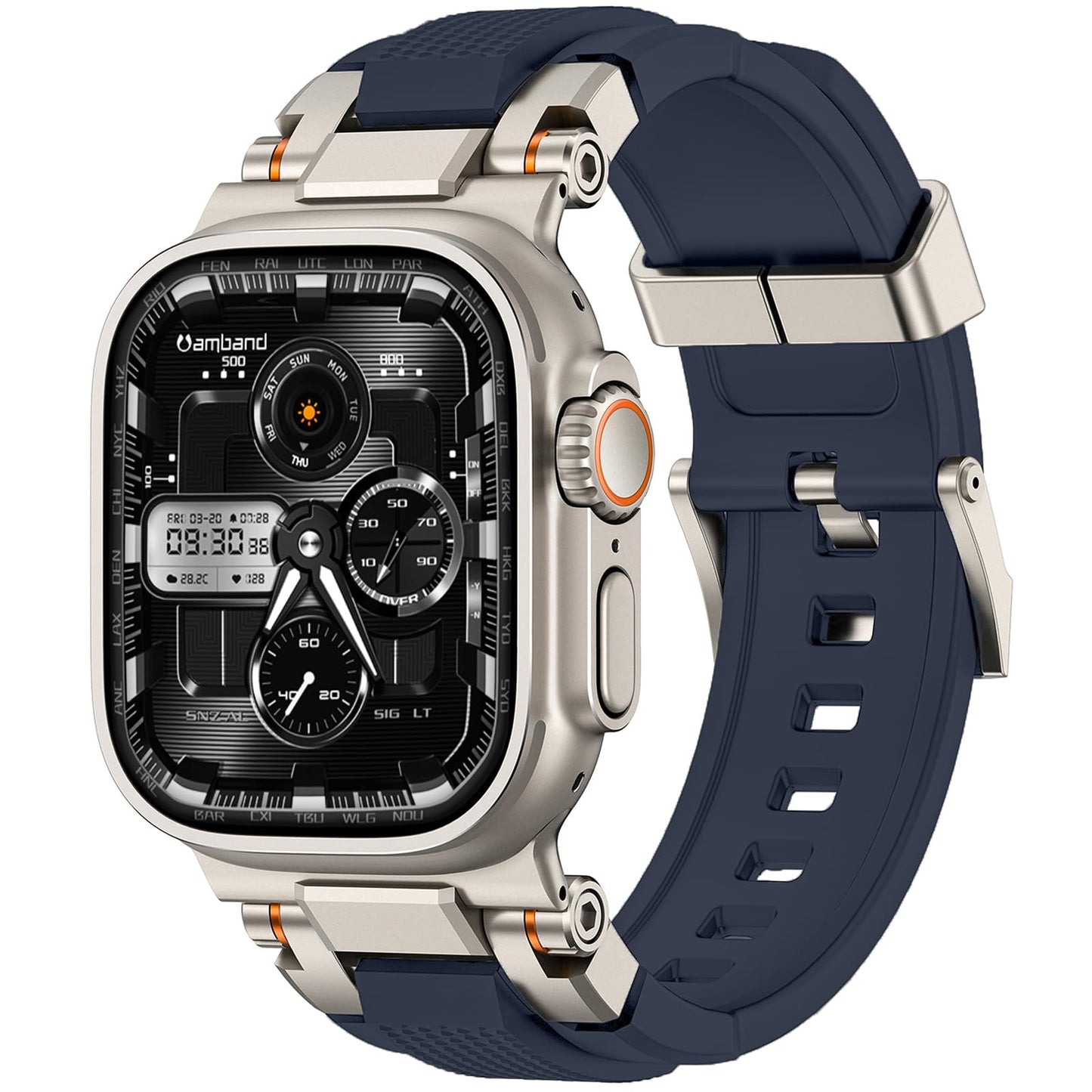 amBand Bands Compatible with Apple Watch 9/8/7 45mm, M1 Sport Series Rugged Case Protective Cover for iWatch 6/SE (3/2/1)/5/4/3 44mm Men Green