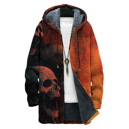 domirica Mens Hooded Cardigan Japanese Art Zip Up Long Sleeve Sweater Hoodie Dragon Print Coat with Pockets