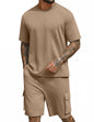 COOFANDY Men's Shirt and Shorts Set 2 Piece Fashion Summer Tracksuits Cotton Oversized T-Shirts Cargo Shorts Outfits