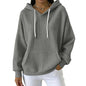 Women Casual Waffle Grid Textured Pullover Hoodie Contrast Drawstring Pocket Loose Long Sleeve Sweatshirts