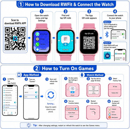 Kids Smart Watch 4-15 Ys, Standalone&APP Dual Use, Bluetooth Call, Kid Gift | 1.8'' IP68 Boys Girls Fitness Tracker, DIY Sports Modes, Heart Rate&Sleep Monitor, 13 Alarms, Weather, Smart Reminder, Games