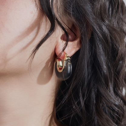 Chunky Gold Resin Hoop Earrings Leverback Statement Huggie Hoops Dangle Drop Dressy Earring Prom Festival Vacation Jewelry for Women